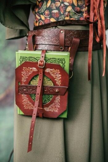 Porte-livre - sac de livre en cuir de grandeur nature - cadeau d'amant de livre - étui de livre de taille - livre des ombres - livre de sorts - sorcellerie 1