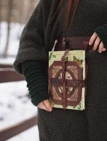 Porte-livre - sac de livre en cuir de grandeur nature - cadeau d'amant de livre - étui de livre de taille - livre des ombres - livre de sorts - sorcellerie 5