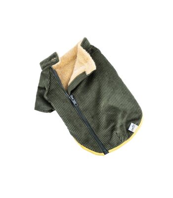 Manteau pour chien vert en velours côtelé Groc Groc Chiu Boton Earl Grey 5