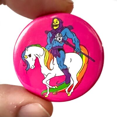 Starlite Skeletor Pink Rainbow Inspired Button Pin Badge