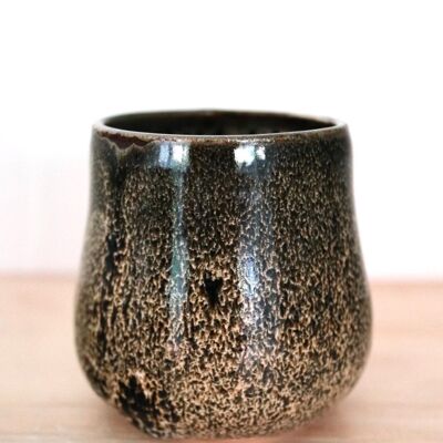 Handmade Japanese ceramics dark brown black  pale brown Yunomi cupGreen tea coffee cupwhisky cup Croco