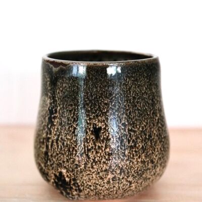 Handgefertigte japanische Keramik dunkelbraun schwarz hellbraun Yunomi TasseGrüntee KaffeetasseWhisky Tasse Croco