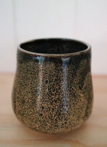 Céramique japonaise faite à la main brun foncé noir brun pâle tasse Yunomi tasse à café thé vert tasse à whisky Croco 2
