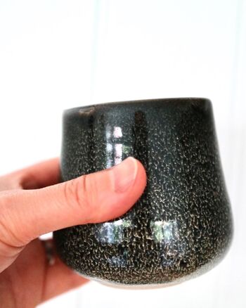 Céramique japonaise faite à la main brun foncé noir brun pâle tasse Yunomi tasse à café thé vert tasse à whisky Croco 3