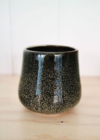 Céramique japonaise faite à la main brun foncé noir brun pâle tasse Yunomi tasse à café thé vert tasse à whisky Croco 5