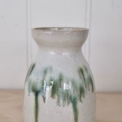 Handgemachte japanische Keramik Tokkuri Sake Flasche Blumenvase Mori Forest