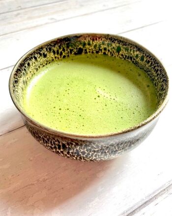 Céramique japonaise faite à la main Bol à thé vert matcha marron foncé et blanc Cerealsoup bol Bonsai pot collection Croco 2