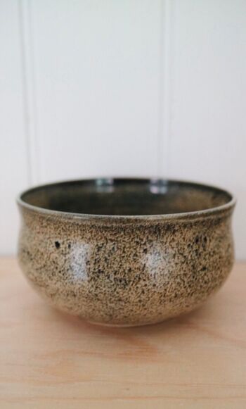 Céramique japonaise faite à la main Bol à thé vert matcha marron foncé et blanc Cerealsoup bol Bonsai pot collection Croco 6
