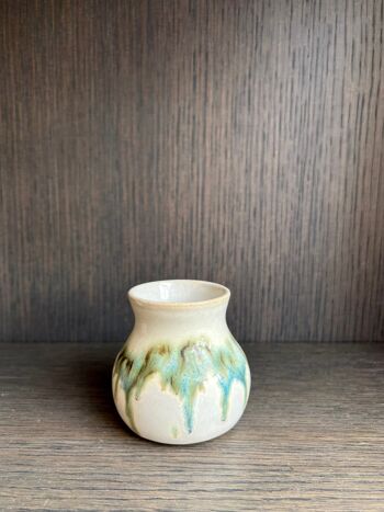 Fait à la main en grès céramique japonais blanc & vert foncé bleu noir vase pot à lait pot à sauce forêt Mori