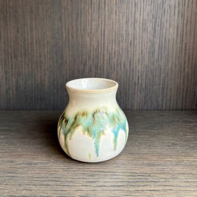 Handgemachte japanische Keramik Steinzeug weiß & dunkelgrün blau schwarz Knospe Vase Milchkännchen Saucentopf Mori Wald