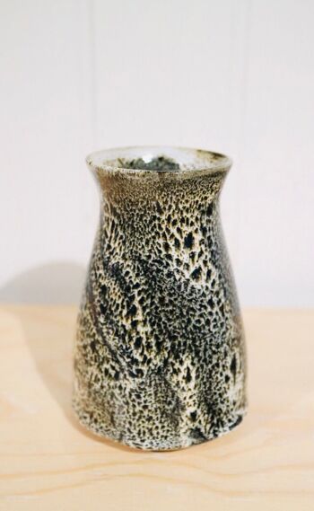 Céramique japonaise faite à la main noir et blanc Tokkuri Sake Bottle vase à fleurs Petite carafe Small Jug Croco collection 3