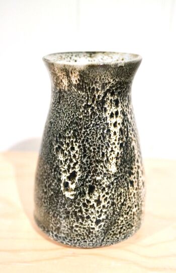 Céramique japonaise faite à la main noir et blanc Tokkuri Sake Bottle vase à fleurs Petite carafe Small Jug Croco collection 6