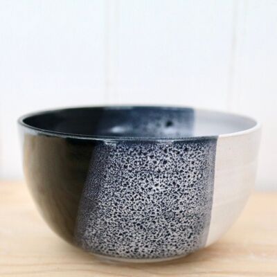 Handmade Japanese ceramics stoneware Navy & white Matcha Green tea bowl  Cerealsoup dessert bowl Nami Ocean waves  collection