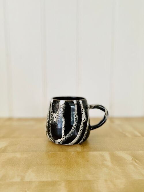 Handmade Japanese stoneware ceramic black & white Galaxy mug