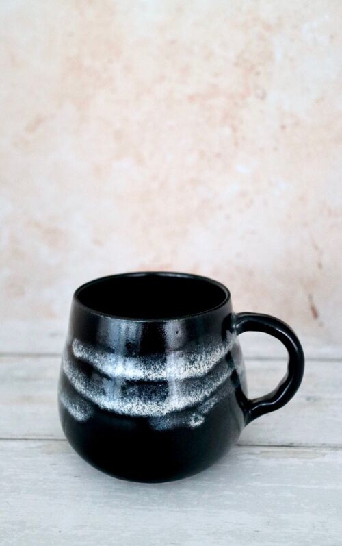 Handmade Japanese ceramics stoneware Navy & white CoffeeTea cupsmug Snow on the mountains collection