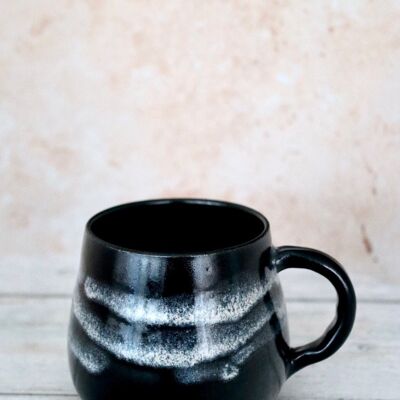 Handmade Japanese ceramics stoneware Navy & white CoffeeTea cupsmug Snow on the mountains collection