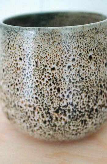 Tasse à café en grès céramique japonaise faite à la main Marron foncé à pois beige Croco 5