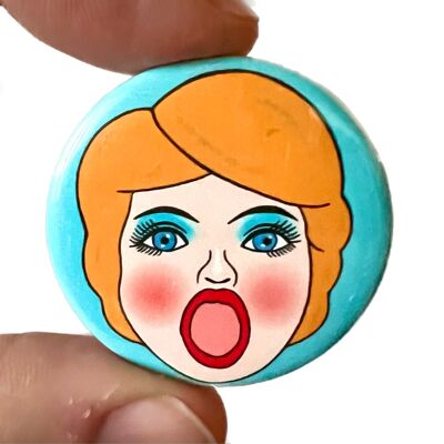 Pamela Blow Up Doll Button Pin Badge
