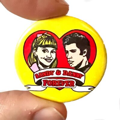 Sandy and Danny Grease Inspired Button Pin Bagde