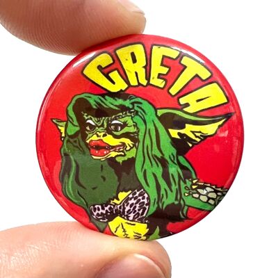 Greta Gremlins Film inspirierte Button-Pin-Abzeichen