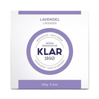 Savon de bain lavande 150g, certifié Cosmos (sans huile de palme), unité de vente 6 pièces 1