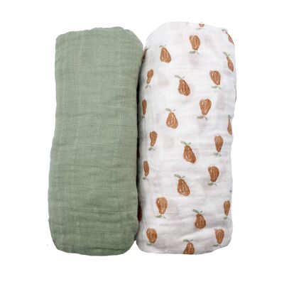 LOT DE 2 DRAPS HOUSSE BIO BOTANICA