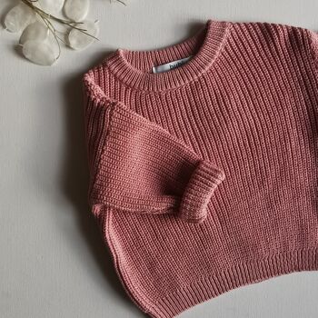 Pull grosse maille vieux rose 1