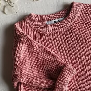 Pull grosse maille vieux rose 2