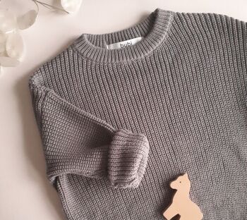 Pull grosse maille gris 1