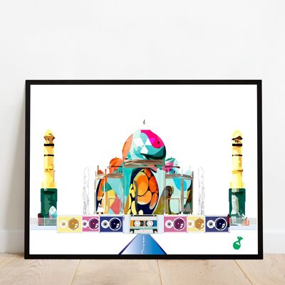 Poster printed on paper several sizes Taj Mahal surrealist pop for interior decoration