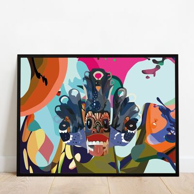 P贸ster impreso en papel varios tama帽os M谩scara surrealista de Sri Lanka Decoraci贸n del hogar