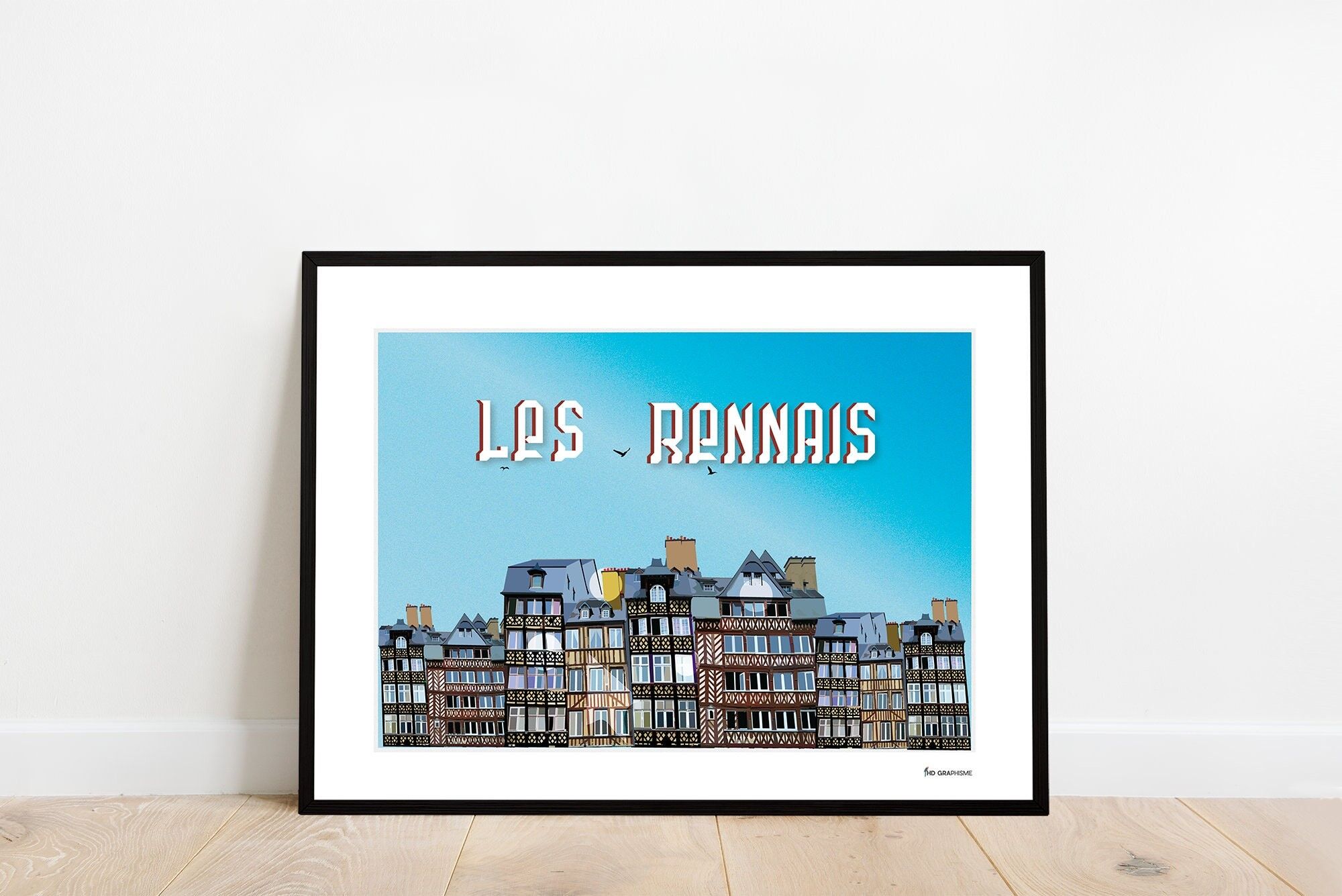 Poster di renne. Manifesto della città. Manifesto della Bretagna. Decorazione d'interni