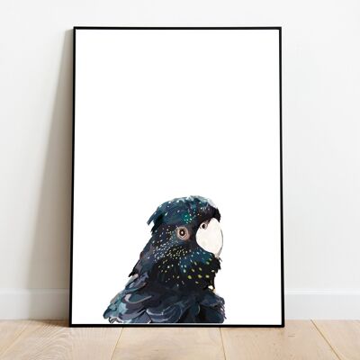 Poster printed on paper small sizes Parrot watercolor Digital painting Interior decoration.