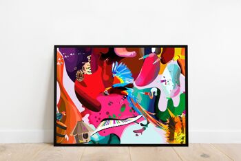 Affiche imprimée Grand format Perroquet surréaliste pop art pour Décoration intérieure. 1