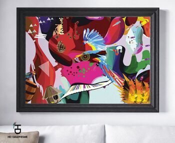 Affiche imprimée Grand format Perroquet surréaliste pop art pour Décoration intérieure. 4