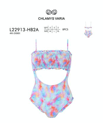 L22913 Maillot de bain une pièce détail ruché - Imprimé 3