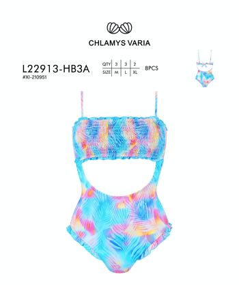 L22913 Maillot de bain une pièce détail ruché - Imprimé 5