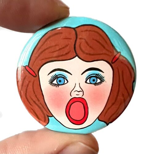 Nancy Blow Up Doll Button Pin Badge