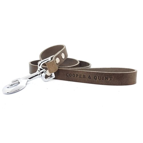 No Fuss Leather Leash - Stone - Stainless Steel Fittings