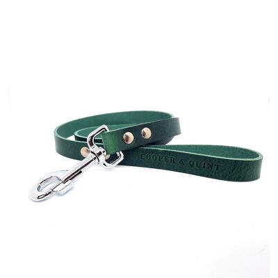 No Fuss Leather Leash - Green - Stainless Steel Fittings