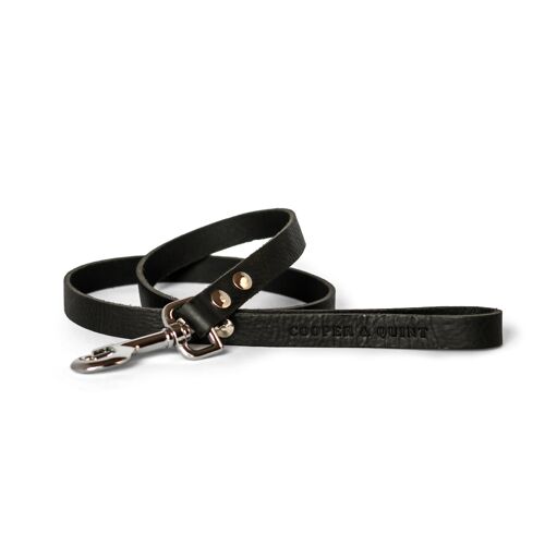 No Fuss Leather Leash - Black - Stainless Steel Fittings
