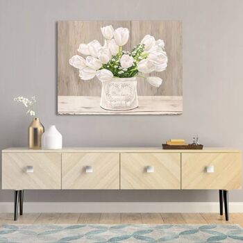 Peinture minable, sur toile : Rémy Dellal, Bouquet de fleurs blanches 2