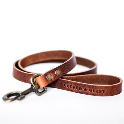 No Fuss Leather Leash - Brown - Old Brass Fittings