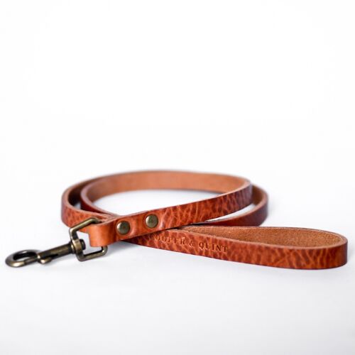 No Fuss Leather Leash - Camel - Old Brass Fittings