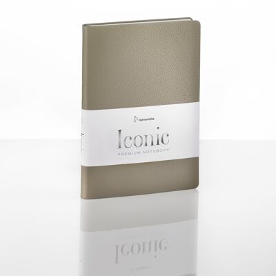 Iconic notebook, taupe, A5, real leather, 96 sheets / 192 pages