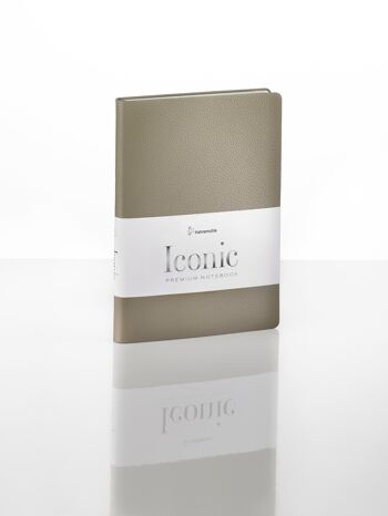 Carnet iconique, taupe, A5, cuir véritable, 96 feuilles / 192 pages 1