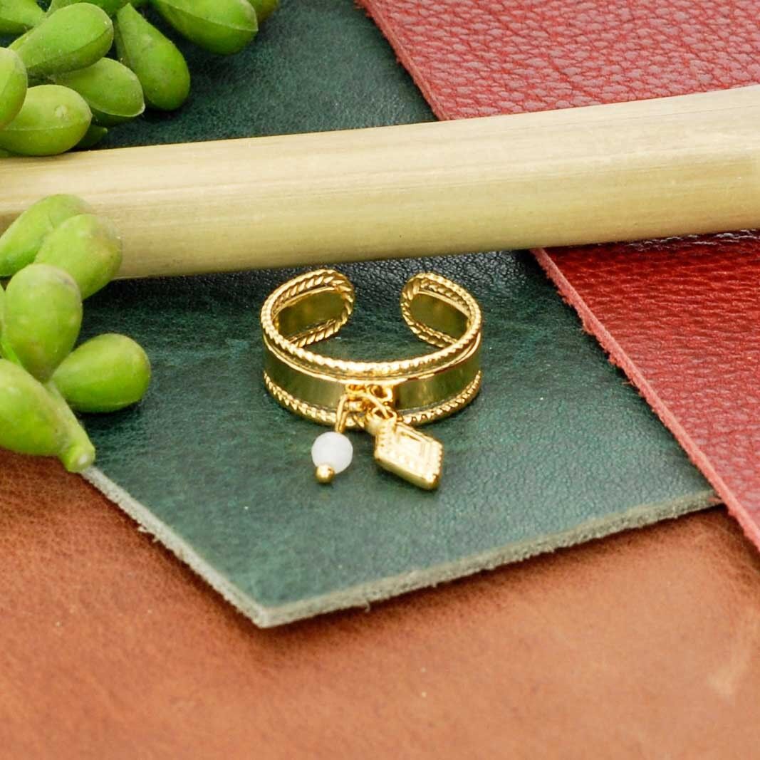 Anello in acciaio inossidabile con pietra naturale