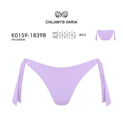 K0159 Bikini Bottom Slips con tiras laterales-Color sólido