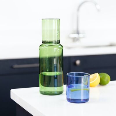 Carafe en Verre Duo Tone - Vert et Bleu