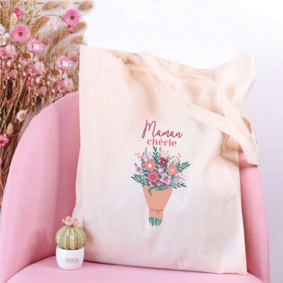 Large tote bag "Mom love bouquet"